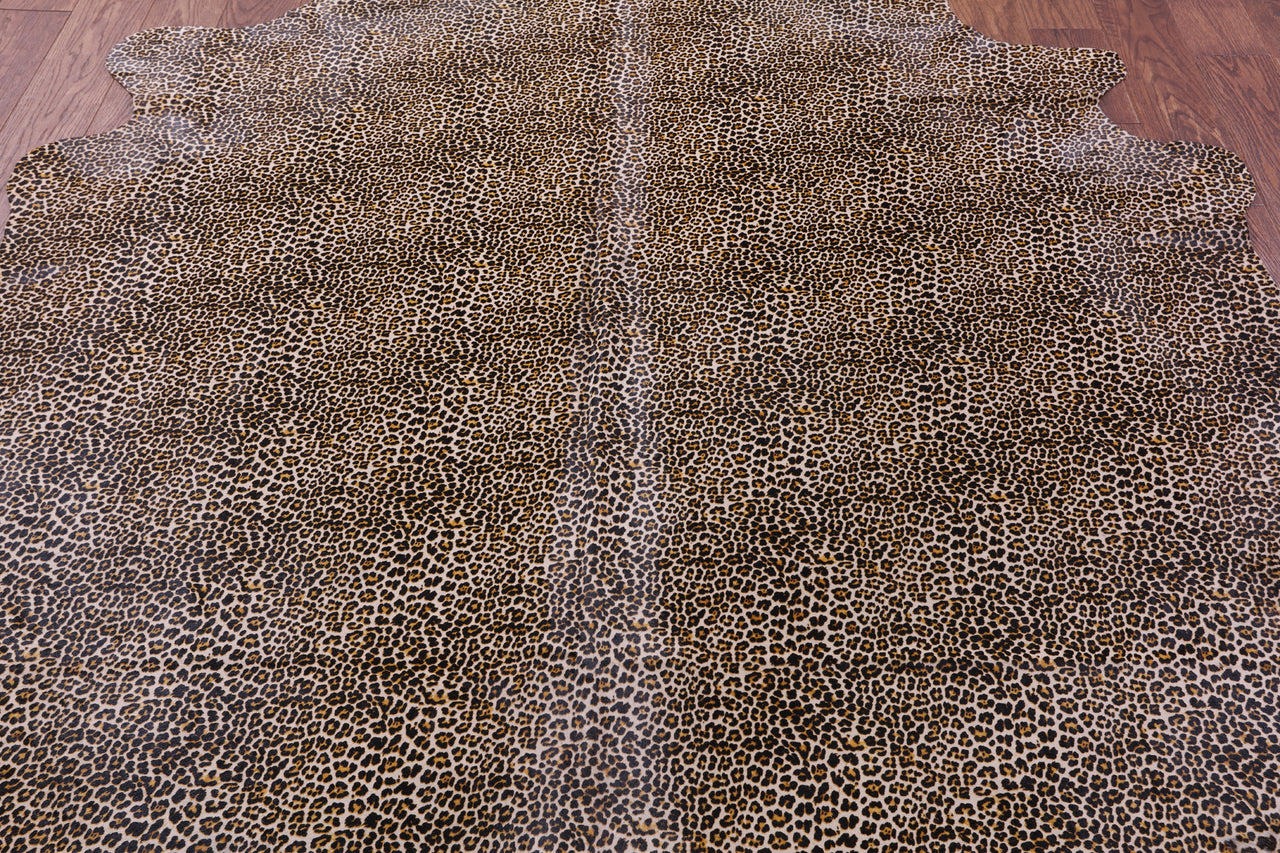 Leopard Animal Print Natural Cowhide Rug - X-Large 7' 5"H x 6' 6"W