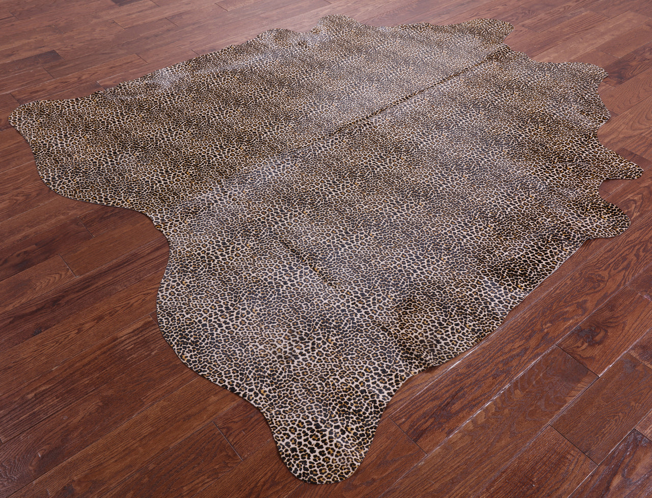 Leopard Animal Print Natural Cowhide Rug - X-Large 7' 5"H x 6' 6"W