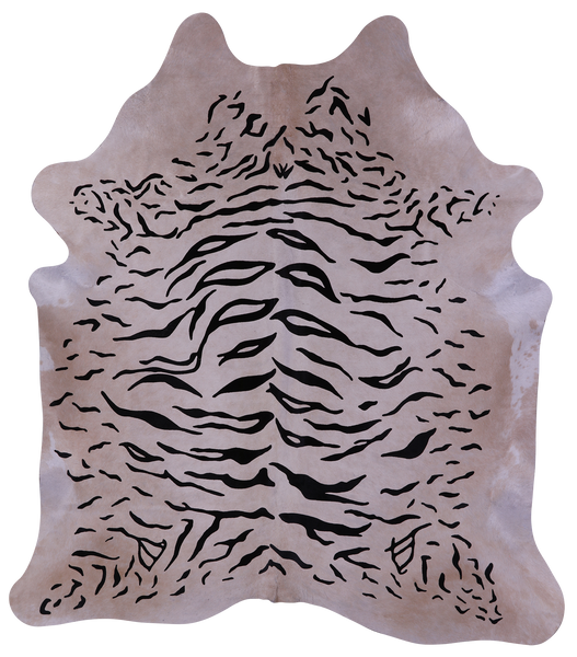 Tiger Animal Print Natural Cowhide Rug - X-Large 7' 5"H x 6' 7"W