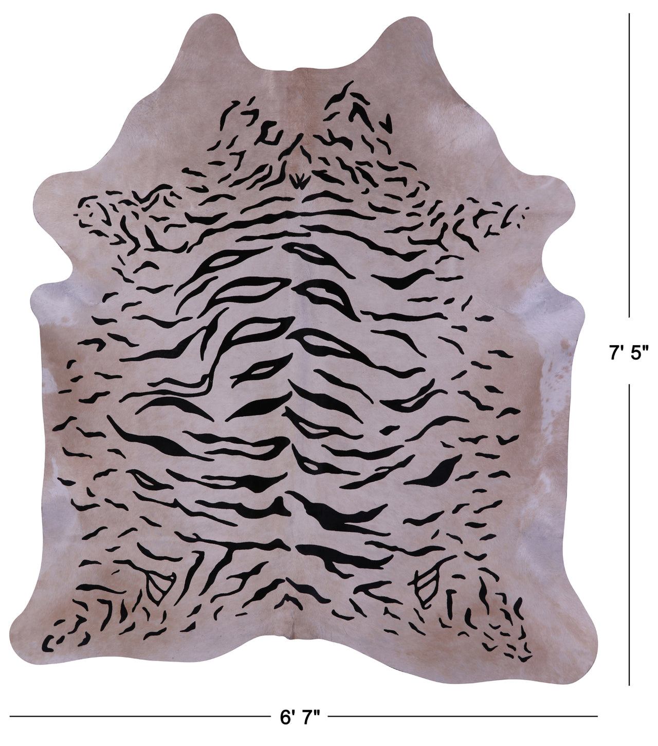 Tiger Animal Print Natural Cowhide Rug - X-Large 7' 5"H x 6' 7"W