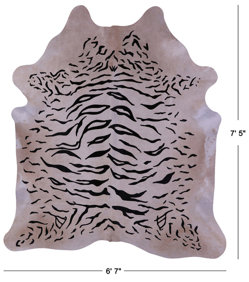 Tiger Animal Print Natural Cowhide Rug - X-Large 7' 5