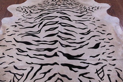Tiger Animal Print Natural Cowhide Rug - X-Large 7' 5
