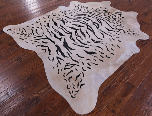 Tiger Animal Print Natural Cowhide Rug - X-Large 7' 5