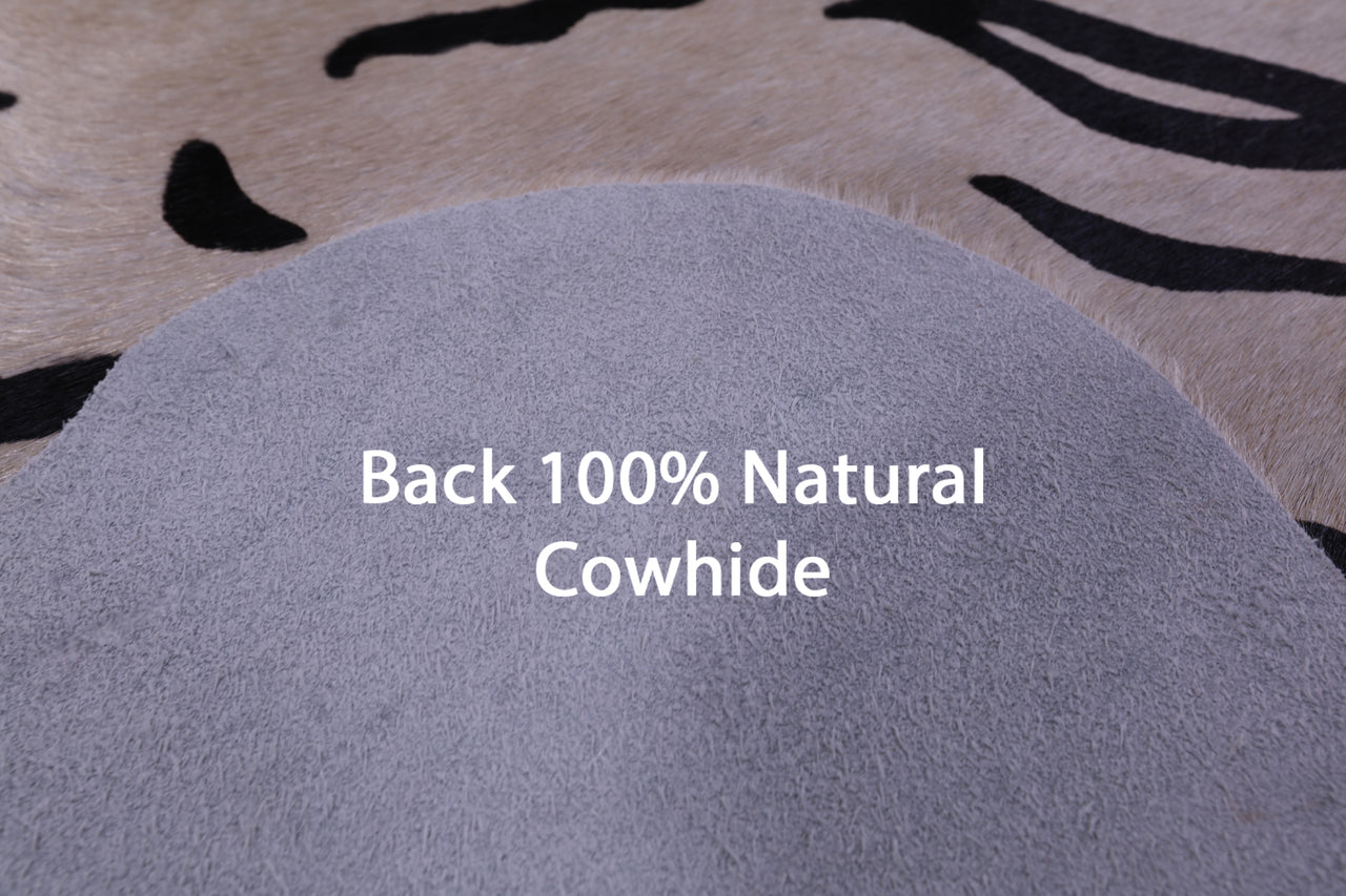 Tiger Animal Print Natural Cowhide Rug - X-Large 7' 5"H x 6' 7"W