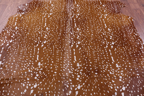 Gazelle Deer Animal Print Natural Cowhide Rug - X-Large 7' 4