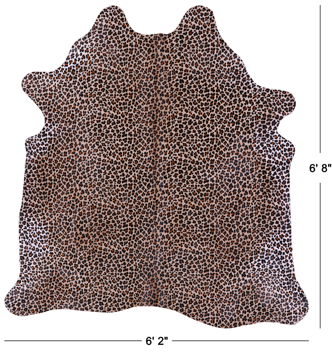 Leopard Animal Print Natural Cowhide Rug - Large 6' 8"H x 6' 2"W