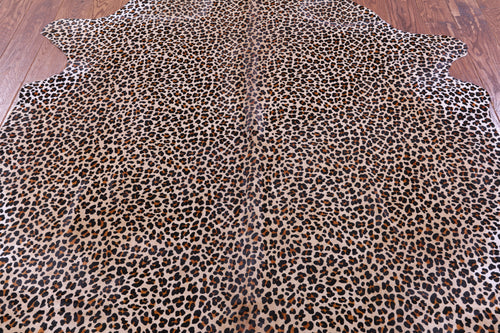 Leopard Animal Print Natural Cowhide Rug - Large 6' 8