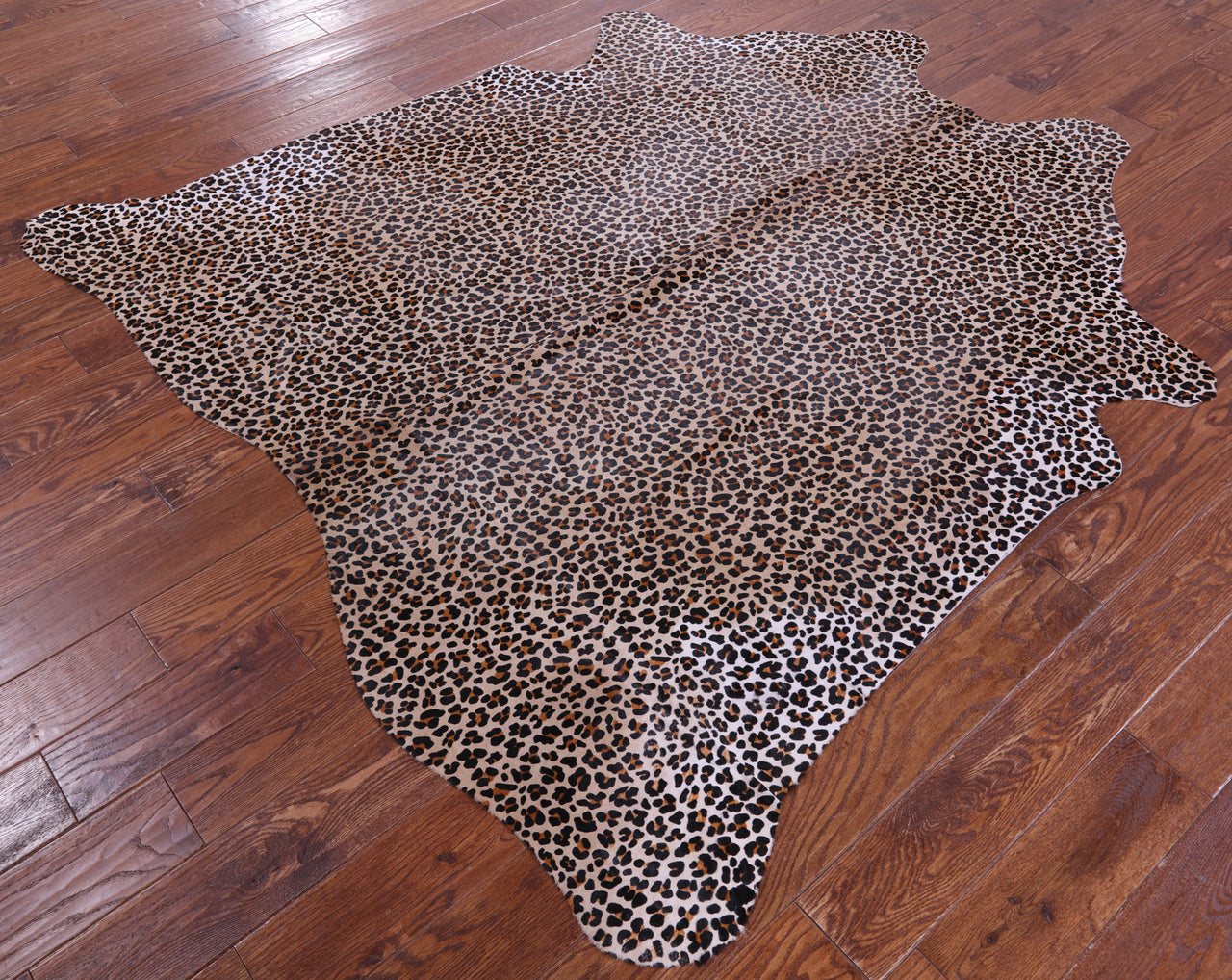 Leopard Animal Print Natural Cowhide Rug - Large 6' 8"H x 6' 2"W