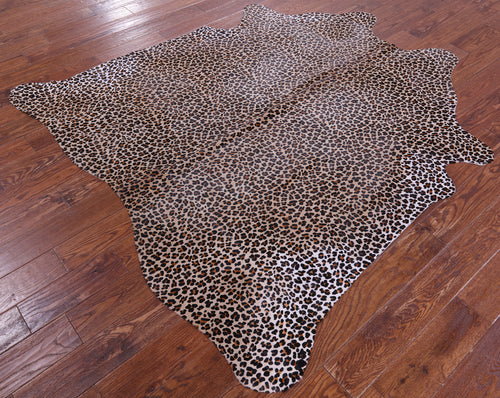 Leopard Animal Print Natural Cowhide Rug - Large 6' 8