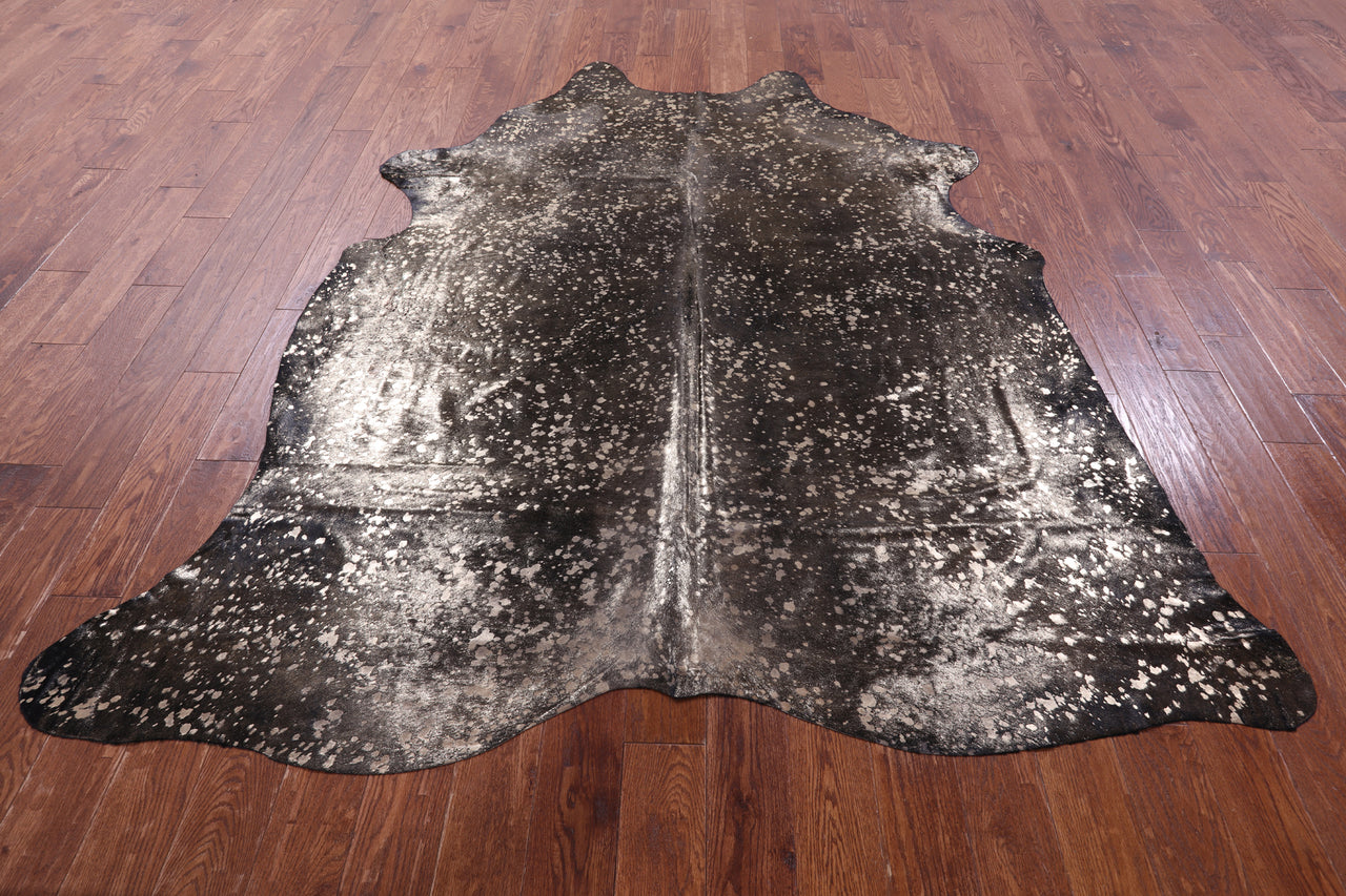 Gold Metallic Natural Cowhide Rug - XX-Large 7' 8"H x 7' 0"W
