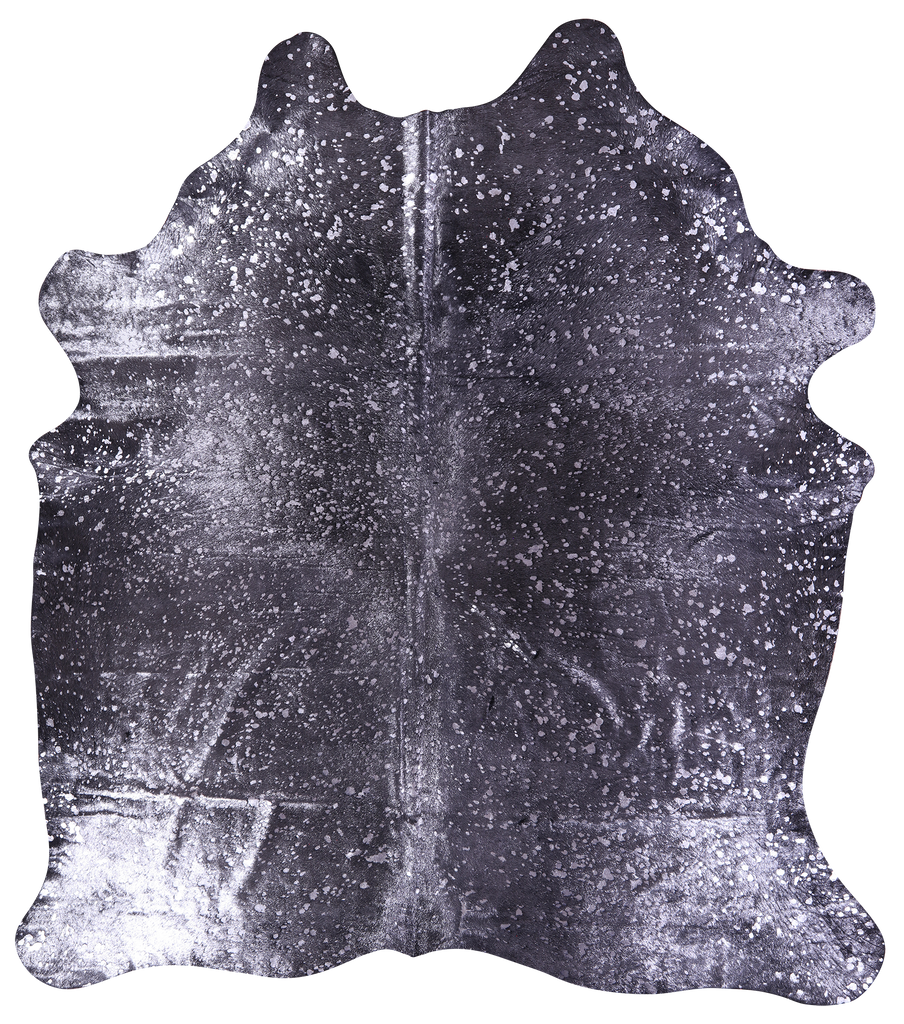 Silver Metallic Natural Cowhide Rug - X-Large 7' 6"H x 6' 9"W