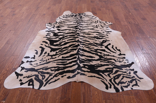 Tiger Animal Print Natural Cowhide Rug - X-Large 7' 4
