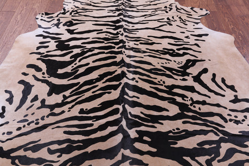 Tiger Animal Print Natural Cowhide Rug - X-Large 7' 4