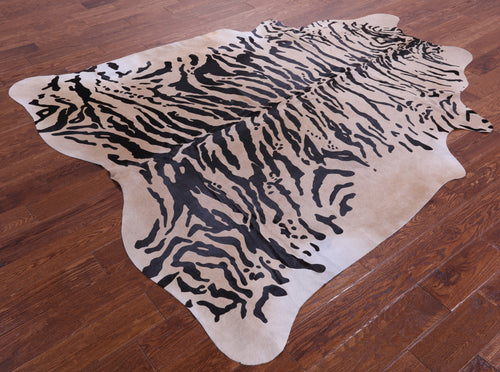 Tiger Animal Print Natural Cowhide Rug - X-Large 7' 4