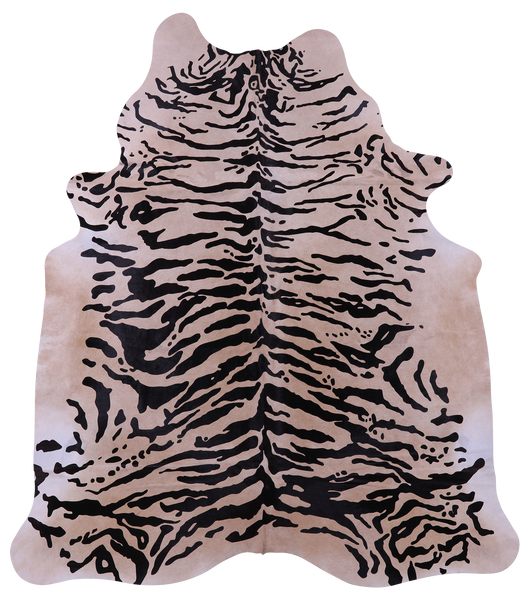 Tiger Animal Print Natural Cowhide Rug - X-Large 7' 4"H x 6' 5"W