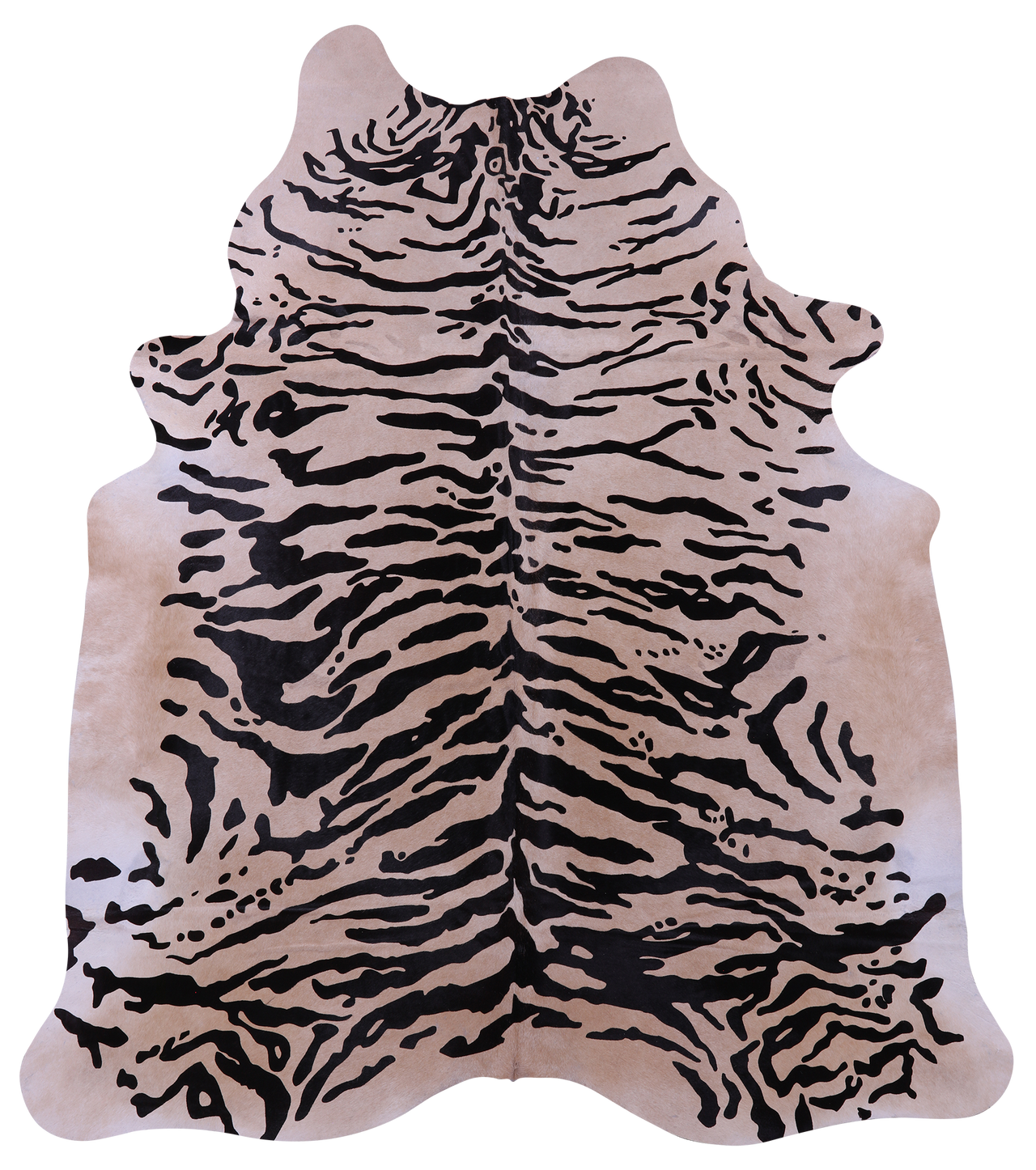 Tiger Animal Print Natural Cowhide Rug - X-Large 7' 4"H x 6' 5"W