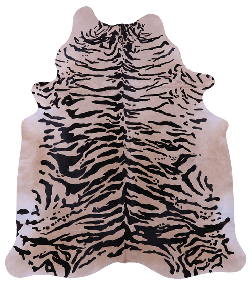 Tiger Animal Print Natural Cowhide Rug - X-Large 7' 4