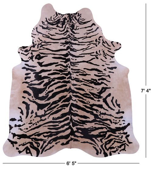 Tiger Animal Print Natural Cowhide Rug - X-Large 7' 4
