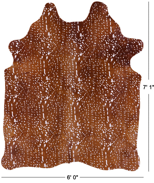 Gazelle Deer Animal Print Natural Cowhide Rug - X-Large 7' 1