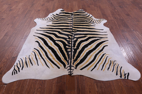 Zebra Animal Print Natural Cowhide Rug - X-Large 7' 5
