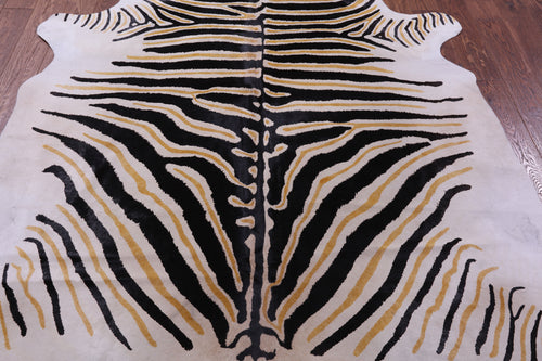 Zebra Animal Print Natural Cowhide Rug - X-Large 7' 5
