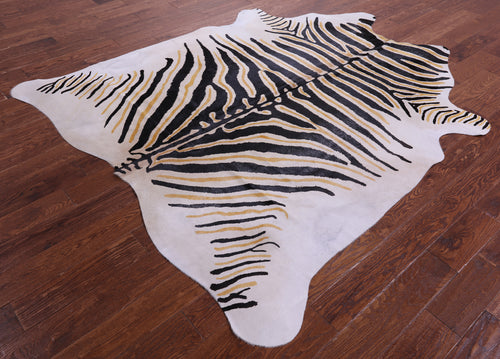 Zebra Animal Print Natural Cowhide Rug - X-Large 7' 5