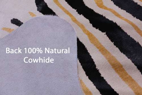 Zebra Animal Print Natural Cowhide Rug - X-Large 7' 5