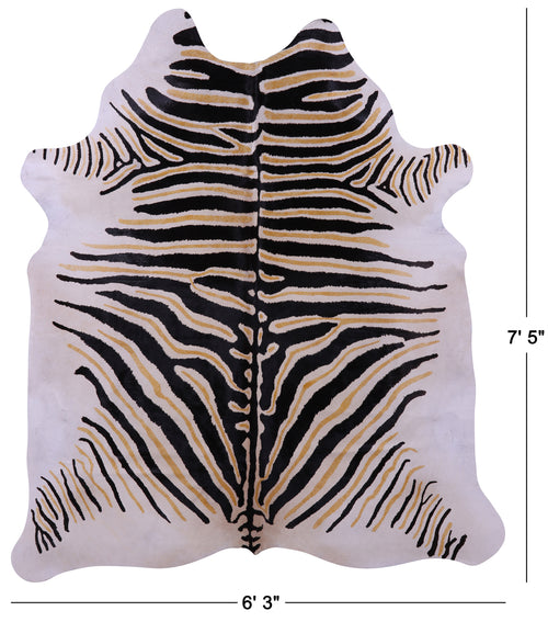Zebra Animal Print Natural Cowhide Rug - X-Large 7' 5