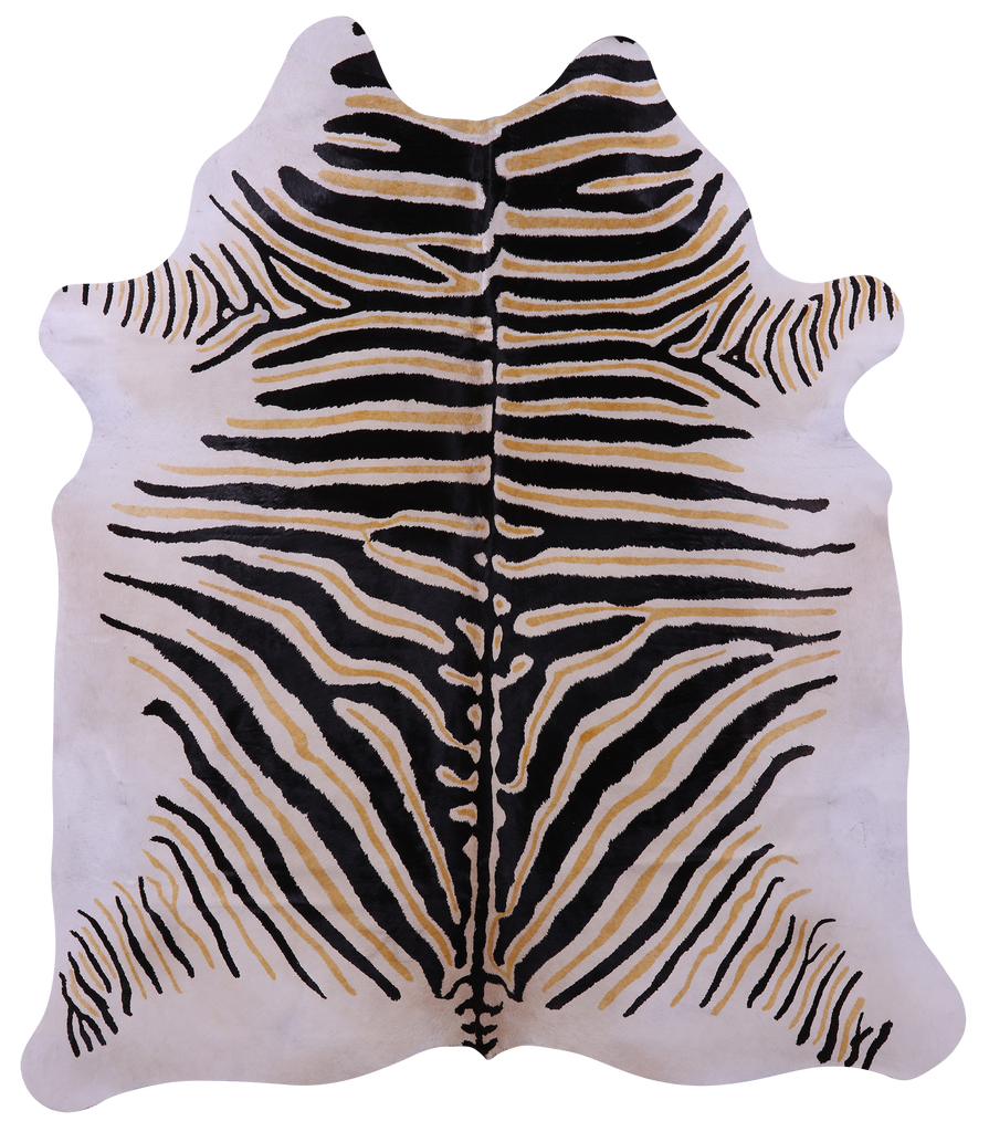 Zebra Animal Print Natural Cowhide Rug - X-Large 7' 5"H x 6' 3"W
