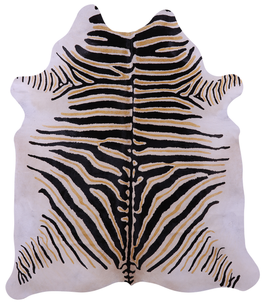 Zebra Animal Print Natural Cowhide Rug - X-Large 7' 5"H x 6' 3"W