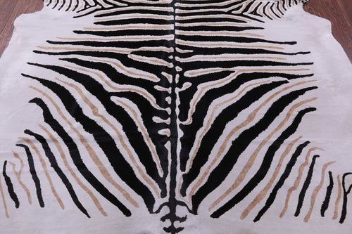 Zebra Animal Print Natural Cowhide Rug - XX-Large 8' 3