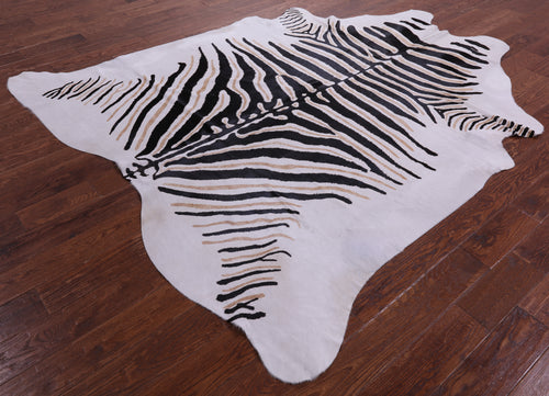 Zebra Animal Print Natural Cowhide Rug - XX-Large 8' 3