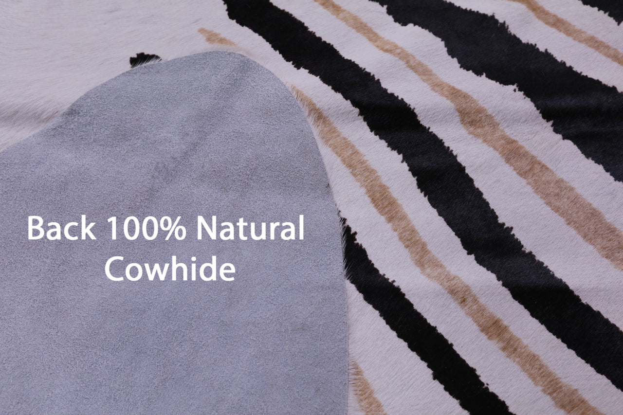 Zebra Animal Print Natural Cowhide Rug - XX-Large 8' 3"H x 7' 1"W