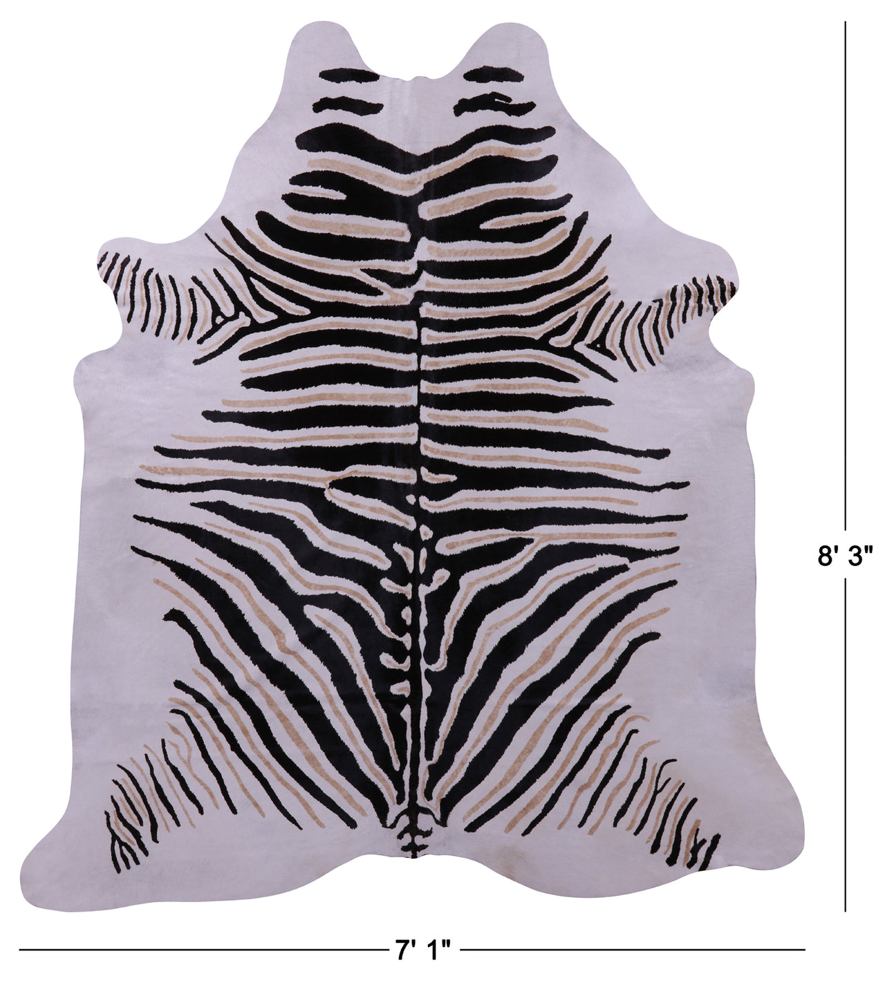 Zebra Animal Print Natural Cowhide Rug - XX-Large 8' 3"H x 7' 1"W