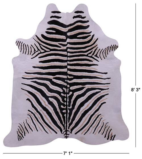Zebra Animal Print Natural Cowhide Rug - XX-Large 8' 3