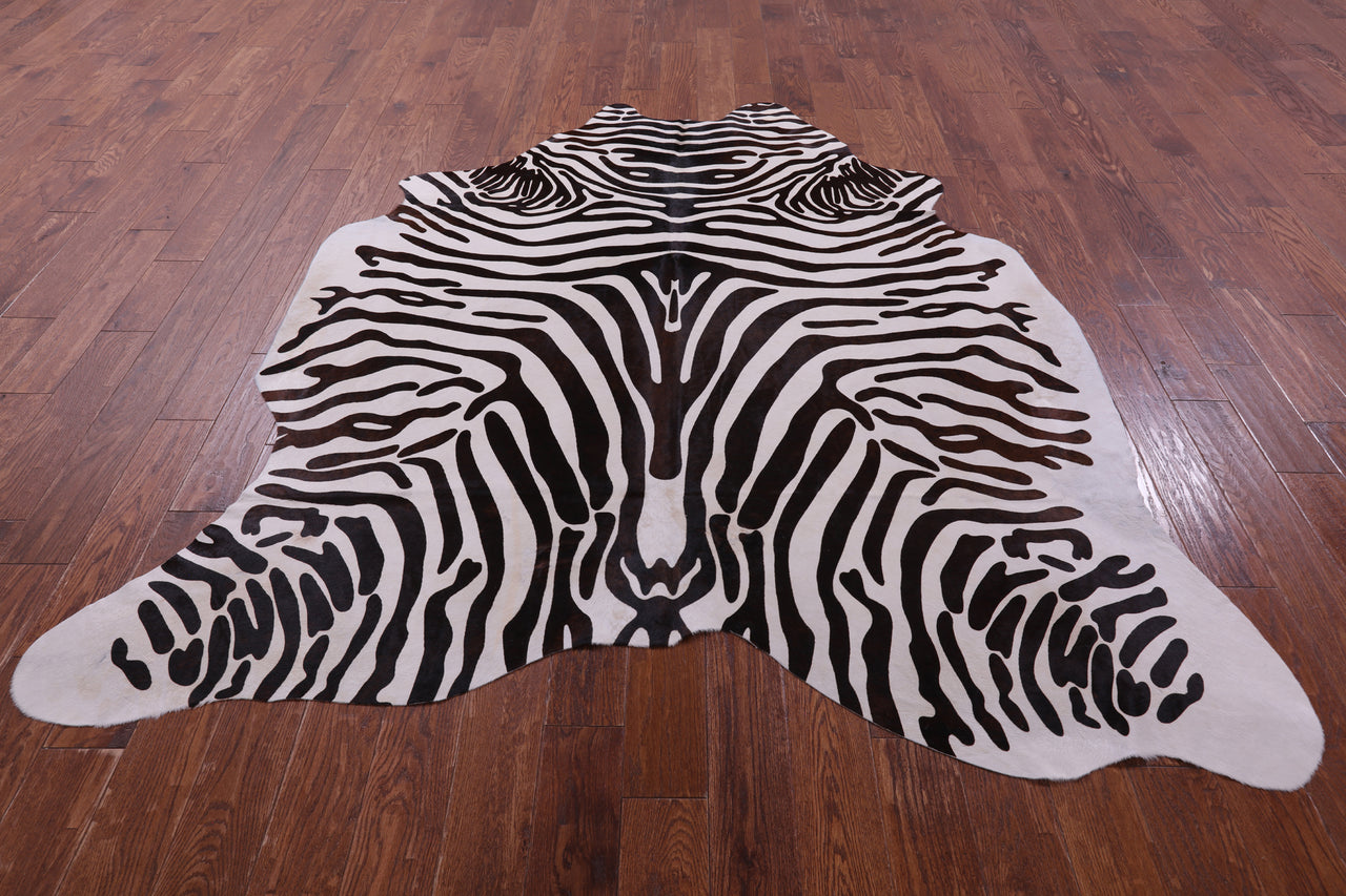 Zebra Animal Print Natural Cowhide Rug - X-Large 7' 3"H x 6' 9"W