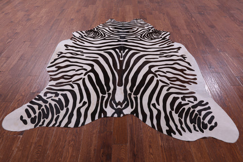 Zebra Animal Print Natural Cowhide Rug - X-Large 7' 3