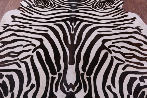 Zebra Animal Print Natural Cowhide Rug - X-Large 7' 3