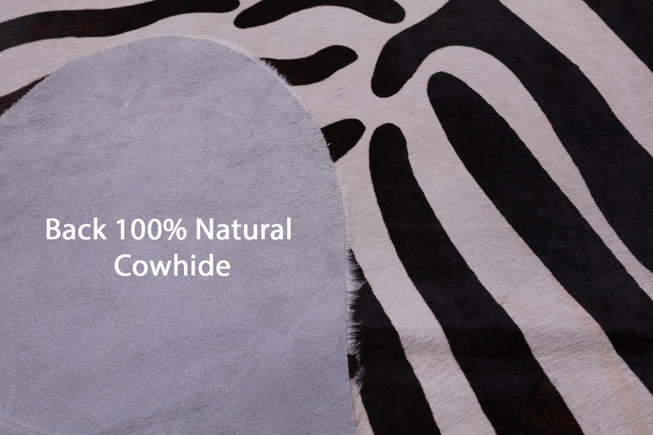 Zebra Animal Print Natural Cowhide Rug - X-Large 7' 3"H x 6' 9"W