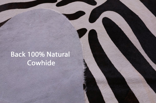 Zebra Animal Print Natural Cowhide Rug - X-Large 7' 3
