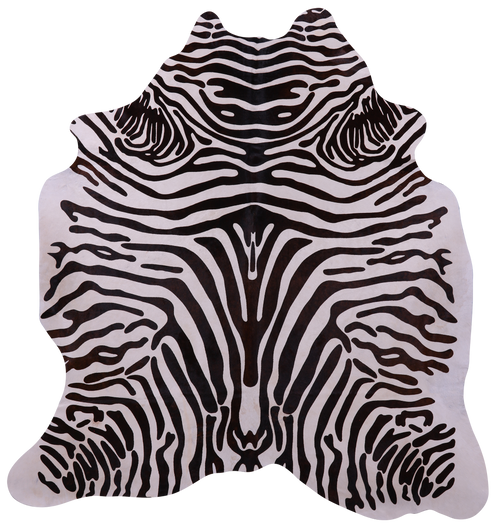 Zebra Animal Print Natural Cowhide Rug - X-Large 7' 3