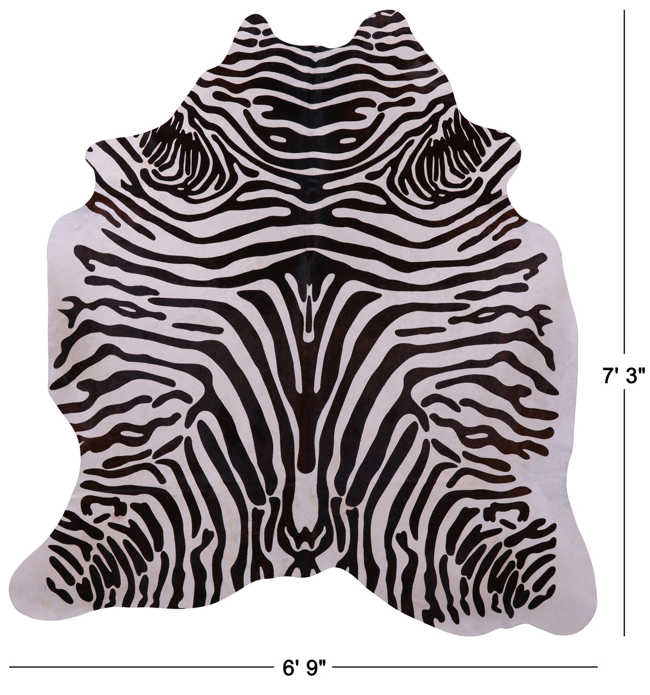 Zebra Animal Print Natural Cowhide Rug - X-Large 7' 3"H x 6' 9"W