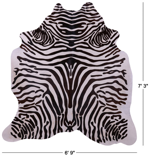 Zebra Animal Print Natural Cowhide Rug - X-Large 7' 3