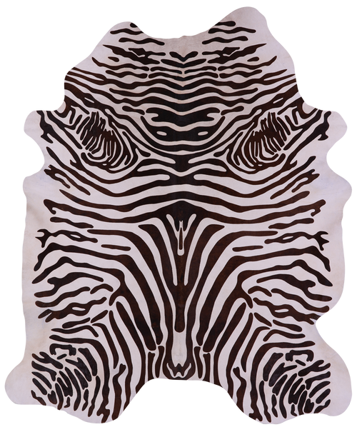 Zebra Animal Print Natural Cowhide Rug - XX-Large 8' 2