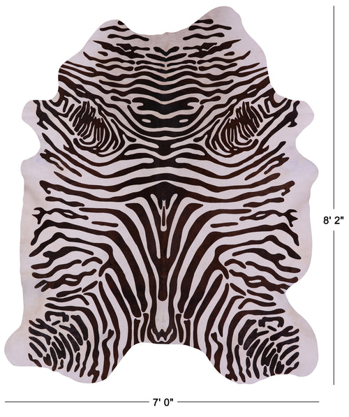 Zebra Animal Print Natural Cowhide Rug - XX-Large 8' 2