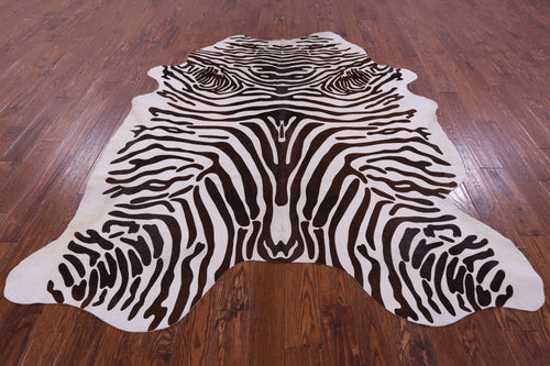 Zebra Animal Print Natural Cowhide Rug - XX-Large 8' 2