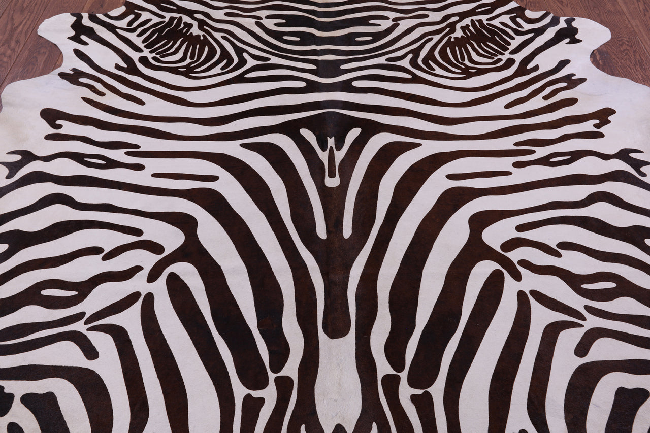 Zebra Animal Print Natural Cowhide Rug - XX-Large 8' 2"H x 7' 0"W