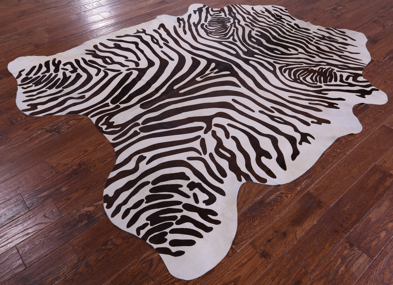 Zebra Animal Print Natural Cowhide Rug - XX-Large 8' 2"H x 7' 0"W