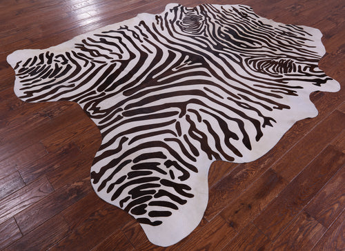Zebra Animal Print Natural Cowhide Rug - XX-Large 8' 2