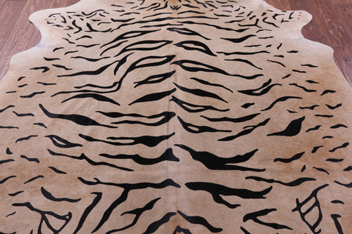 Tiger Animal Print Natural Cowhide Rug - X-Large 7' 0